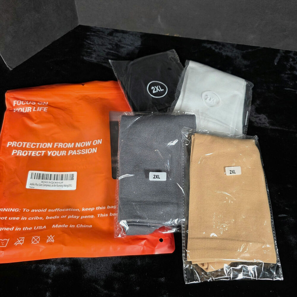 4 Pair of Compression Knee High Size 2XL White Black Grey Tan